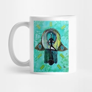 Tree Pose Hamsa by Harriette Knight Mug